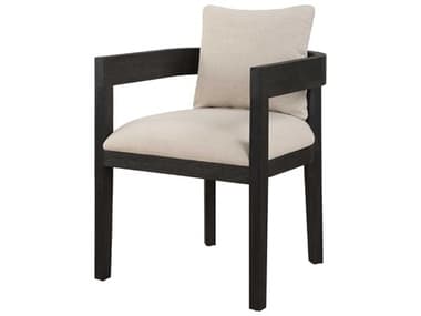 Uttermost Balboa Oak Wood Black Upholstered Arm Dining Chair UT23816