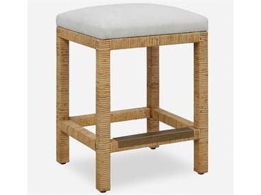 Uttermost Muriel Off White Natural Fabric Upholstered Rattan Counter Stool UT23837