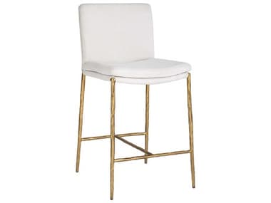 Uttermost Ascend White Aged Gold Upholstered Plywood Counter Stool UT23844