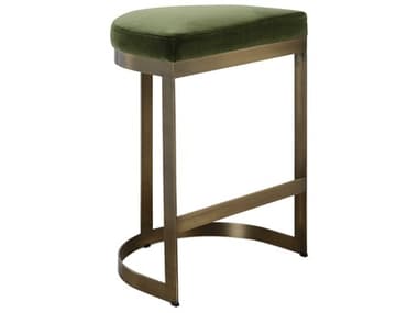 Uttermost Ivanna Moss Green Brushed Brass Velvet Upholstered Counter Stool UT23869