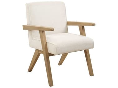 Uttermost Blakely Oak Wood White Upholstered Arm Dining Chair UT23916