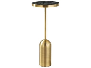 Uttermost Pascal 10" Round Marble Brushed Brass End Table UT24173