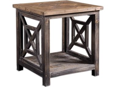 Uttermost Spiro Square Wood Brushed Black End Table UT24263