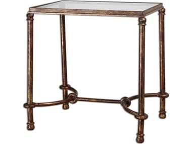 Uttermost Warring Rectangular Glass Rustic Bronze Patina End Table UT24334