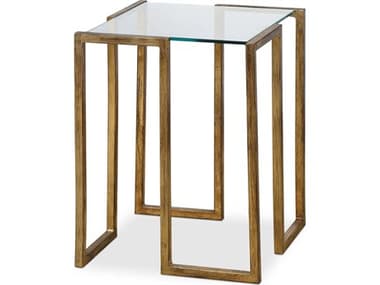 Uttermost Mirrin Square Glass Antique Gold Leaf End Table UT24368