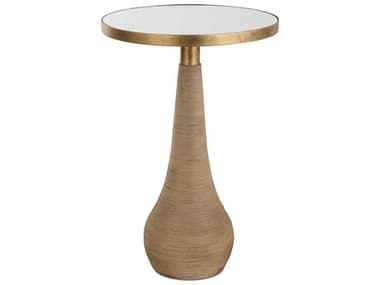 Uttermost Terra 16" Round Glass Natural Antique Brass End Table UT24392