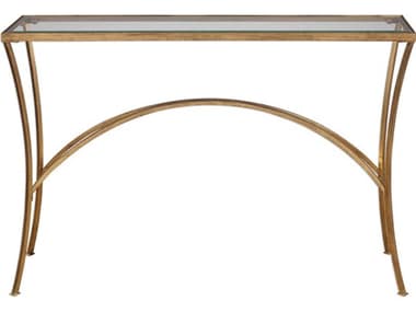 Uttermost Alayna Gold Rectangular Glass Antique Leaf Console Table UT24640