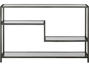 Uttermost Leo Industrial Rectangular Glass Aged Gunmetal Console Table UT24810