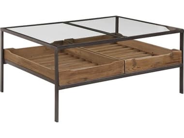 Uttermost Silas 40" Rectangular Glass Aged Steel Coffee Table UT24855