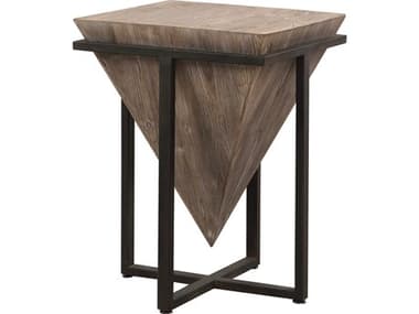 Uttermost Bertrand Square Wood Gray Wash Aged Black End Table UT24864