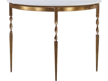 Uttermost Imelda Demilune Marble Antiqued Gold Console Table UT24881