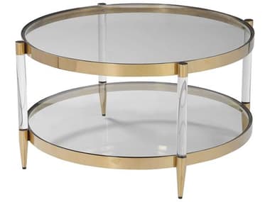 Uttermost Kellen 32" Round Glass Gold Clear Coffee Table UT24895