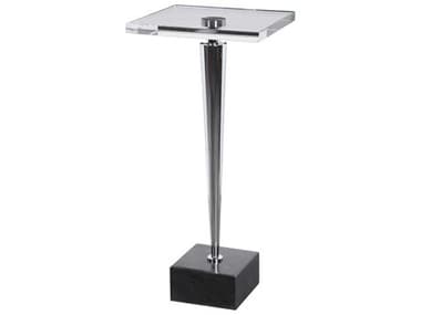 Uttermost Campeiro Crystal / Polished Nickel / Natural Black Marble 12'' Wide Square Pedestal Table UT24949
