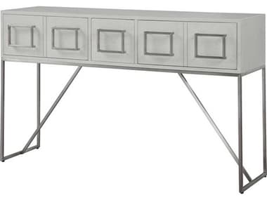 Uttermost Abaya 54" Rectangular Wood Soft White With Light Gray Brushed Nickel Console Table UT24954