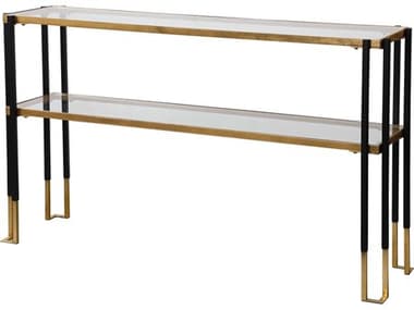 Uttermost Kentmore Modern 53" Rectangular Glass Matte Black Brushed Gold Console Table UT24978