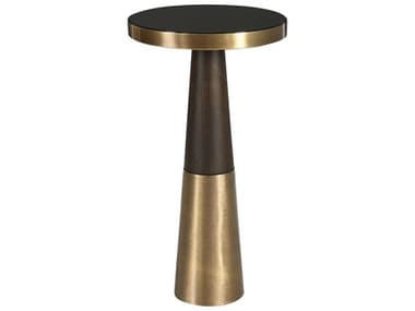 Uttermost Fortier Dark Espresso / Brushed Brass 12'' Wide Round Pedestal Table UT24982