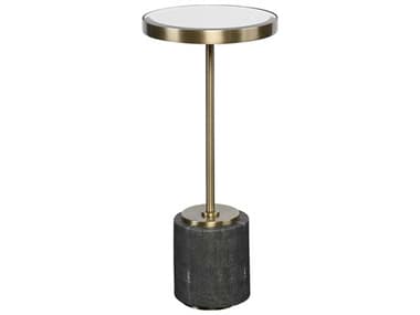 Uttermost Laurier 11" Round Mirror Brushed Brass End Table UT24998