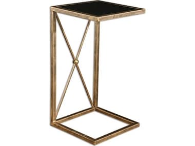 Uttermost Zafina Square Glass Classic Black Gold End Table UT25014