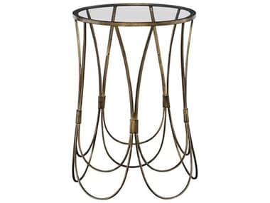 Uttermost Kalindra Clear Tempered Glass / Antique Gold 15'' Wide Round End Table UT25056