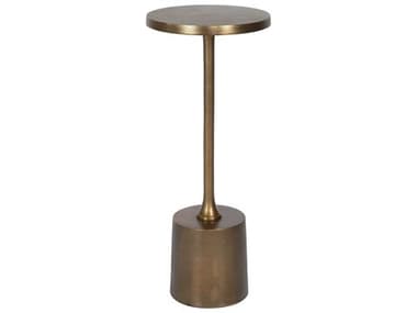 Uttermost Sanaga 10&quot; Round Metal Antique Gold End Table UT25061