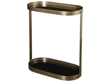 Uttermost Adia 23" Oval Black Glass Antique Gold End Table UT25081