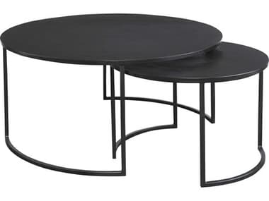 Uttermost Barnette 35" Round Metal Oxidized Black Coffee Table UT25109