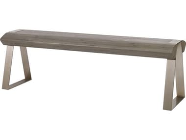 Uttermost Acai 60" Light Gray Wash Brushed Pewter Silver Accent Bench UT25118