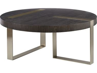 Uttermost Converge 42" Round Wood Ebony Brushed Pewter Coffee Table UT25119