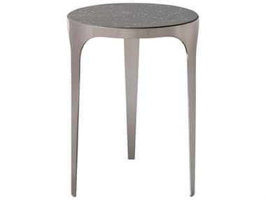 Uttermost Agra 18" Round Concrete Plated Brushed Nickel End Table UT25120
