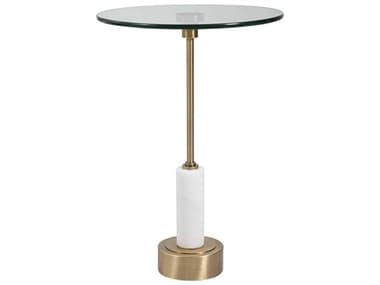 Uttermost Portsmouth 15" Round Glass Brushed Brass End Table UT25130