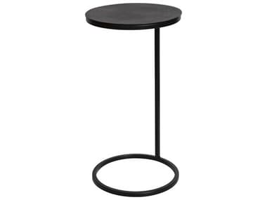 Uttermost Brunei 12&quot; Round Metal Aged Black End Table UT25137