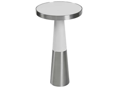 Uttermost Fortier White / Brushed Nickel 12'' Wide Round Pedestal Table UT25146