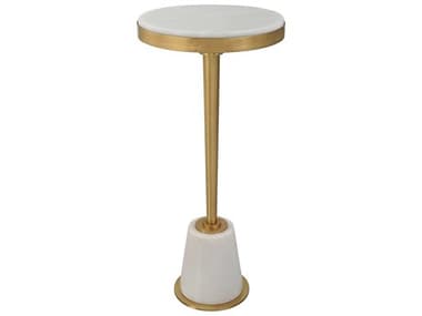 Uttermost Edifice 12" Round Marble Brushed Brass End Table UT25177