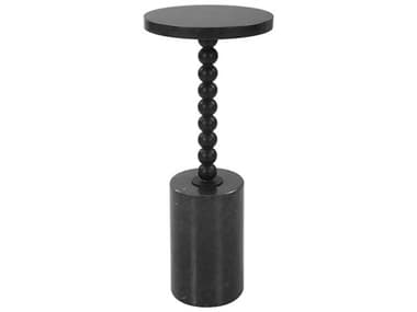 Uttermost Bead 10" Round Marble Black End Table UT25238