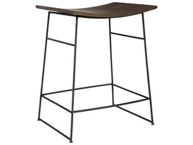 Uttermost Thura Rich Walnut Dark Gunmetal Mango Wood Counter Stool UT25299