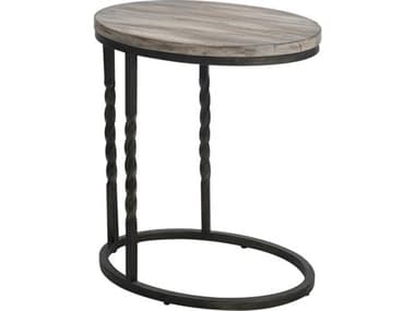 Uttermost Tauret Oval Wood Textured Aged Steel End Table UT25320