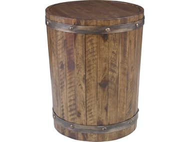 Uttermost Ceylon Round Wood Weathered Walnut Stain End Table UT25327