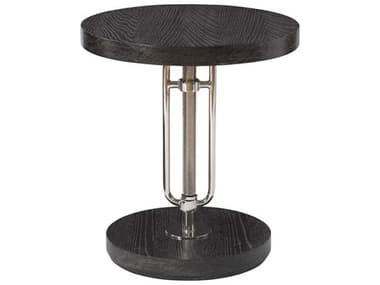 Uttermost Emilian Ebony / Polished Chrome 18'' Wide Round Pedestal Table UT25385