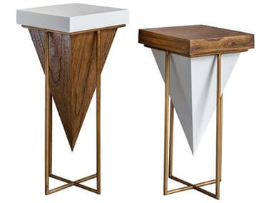 Uttermost Kanos Gloss White / Antique Gold 10'' Wide End Table (Set of 2) UT25455