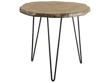 Uttermost Runay 22" Round Wood Aged Black End Table UT25468