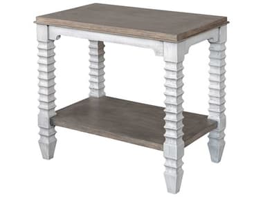 Uttermost Calypso French Gray / Distressed Aged White 27'' Wide Rectangular End Table UT25473