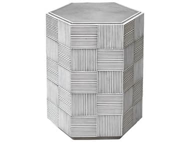 Uttermost Silo 18" Hexagon Metal Distressed White End Table UT25481