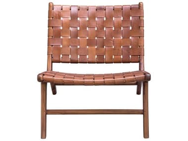 Uttermost Plait 26" Brown Leather Accent Chair UT25484