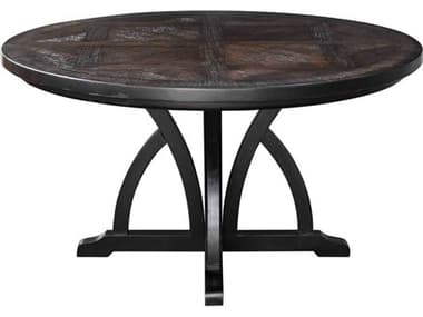 Uttermost Maiva 56" Round Wood Weathered Black Dining Table UT25861