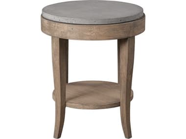 Uttermost Deka Round Concrete Natural Brown Glaze End Table UT25909
