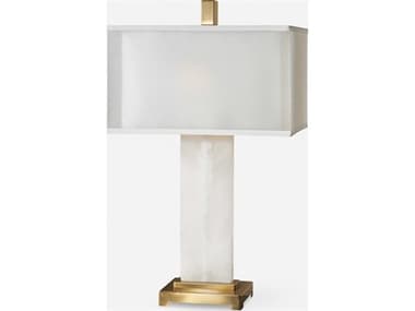 Uttermost Athanas White Alabaster Coffee Bronze Double Hardback Rectangle Box Table Lamp UT261361