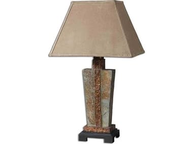 Uttermost Slate Accent Hammered Copper Rectangle Bell Shade Buffet Lamp UT263221