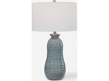 Uttermost Zaila Light Blue Drum Hardback Rolled Edge Nickel Buffet Lamp UT263621