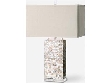 Uttermost Aden Capiz Shell Shells Rectangle Hardback Off White Crystal Table Lamp UT270261