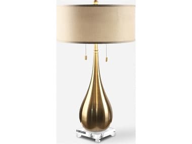 Uttermost Lagrima Plated Brushed Brass Round Hardback Drum Table Lamp UT270481